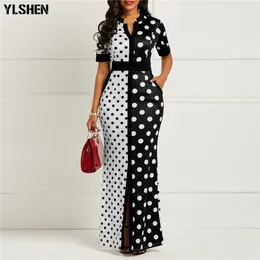 Afryki Dresses for Women Dashiki Polka Dot African Odzież Plus Size Lato Biały Czarny Drukowane Retro Bodycon Długie Afryka Dress X0521