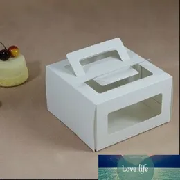 Darmowa Wysyłka 50 sztuk / partia White 6 "Cheese Cake Box z oknem PVC bez drukowania / akceptuj niestandardowe logo
