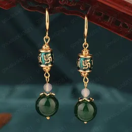 Etnisk Fashion Classic Vintage Cloisonne Green Örhängen Släpp örhängen Enkel Kinas vindörhängen för kvinnor Smycken