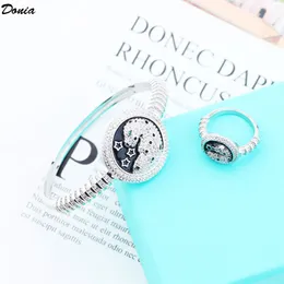 Donia Schmuck Party Europäische und amerikanische Mode Leopardenkopf Tier Mikro-Intarsien Zirkon Armband Ring Set Designer Armband Ring Set