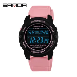 Sanda Sportsの女性は、ファッションカジュアルな防水LEDデジタル時計の女性の腕時計の女性の腕時計のための女性腕時計レオギオFeminino 6003 201119