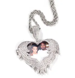 14K Gold personalisierter Foto-Bild-Anhänger Iced Flip Herz-Bild-Anhänger-Halskette Beste Geschenke für Männer Frauen