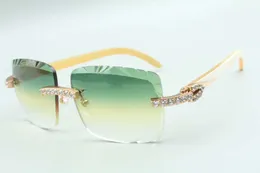 2021 режущий объектив XL Diamonds Солнцезащитные очки 3524020, натуральные белые рожки буйвола Хромовые очки, размер: 58-18-140 мм