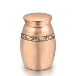 16x25mm Aluminum Alloy Cremation Ashes Urn For Pet/Human Mini Keepsake Engraved With Leaves Ashes Memorial Urns With Fill Kit