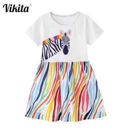 Vikita Girls Princess Party Dresses Toddlers Dress Summer Dress Bambini Abbigliamento cartone animato Bambini Abito a maniche corte Bambini Abiti Unicorn Bambini LJ200923