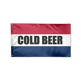 Флаг холодного пива Баннер 3x5 FT 90x150 см Двойная сшивание 100D Полиэстер Фестиваль Подарок Крытый Открытый на открытом воздухе Горячая распродажа