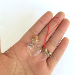 Mini Glass Bottles Pendants Keychain Small Wishing With Cork Cute Heart Shaped Vials Jars 10 pcs 20x24x6 mm