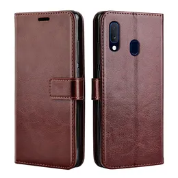 Lyxiga läderfodral för Samsung Galaxy A20e Case Back Cover Flip Case On för Samsung A20 A 20 2019 A205F A20E A202F