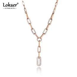 Lokaer Hiphop/Rock Collana con pendente in cristallo di argilla con geometria in acciaio inossidabile per donna Trendy Chain Link N19163 220217