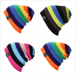 KLV Şapka Örme Kış Kapaklar Skullies Winters Şapka Kadınlar Için Açık Kayak Spor Gökkuşağı Beanie Style