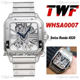 TWF WHSA0007 Swiss Ronda 4S20 Quartz Mens Watch Tom Holland Dumont Skeleton Stainless Steel Bracelet Super Edition PTCAT Puretime A262