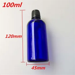 10 pcs 45x120 mm Dark Blue Glass Bottles With Black Plastic Cap&Plugs DIY 100 ml Empty Essential Oil