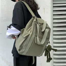 Waterproof HOCODO Solid Color Women'S Nylon Backpack Simple School Bag For Teenage Girl Shoulder Travel 202211
