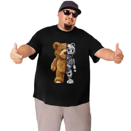 Homens bonitos do urso enorme camiseta de algodão homem alto roupas de manga curta o pescoço plus tamanho camisa de verão treino tops