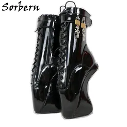 Sorbern Sexy Unisex Halbstiefel 18 cm / 7 "High Heel Heneless Stiefel Für Frauen Sexy Fetisch Schuhe Ballette Fersen Abschlussbare Knöchelstiefel