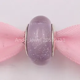 Autentico argento sterling 925 perline di vetro DSN Parks Rapunzel Lavanda in vetro di Murano Charms Adatto a bracciali gioielli stile Pandora europeo