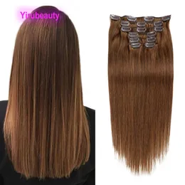 Malaysian Human Virgin Hair Clip In Hair Extensions Straight 6# Color 1# 2# 4# 12# Clip Hair Products 14-24inch 70g 100g Pure Color