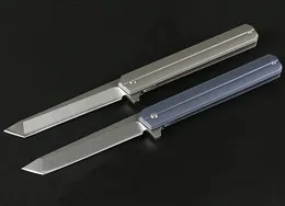 8,3 tums kullager snabb öppen flippapper kniv D2 sten tvätt TANTO POINT BLADE TC4 Titanlegering Hantera EDC Pocket Knives