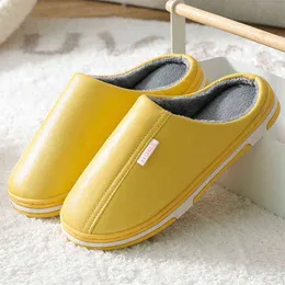 Women's Plush Slippers Maternity Winter Slipper Women Shoes Waterproof Room Home Leather Female Ladies Slides Couples Footwear W220218