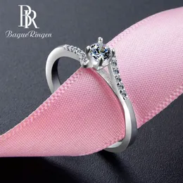 Bague Ringen الفضة الاسترليني 925 مجوهرات خواتم للنساء تسعة قلوب و زهرة واحدة بسيطة أزياء العرس الاشتباك Y200321