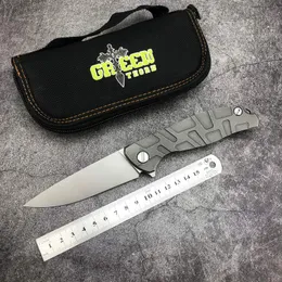 Shirogorov F95 grüner Dorn Klappmesser Schildpatt K110 TC4 Titangriff EDC-Werkzeug Jagd Camping Outdoor Militärische taktische Ausrüstung Verteidigung Taschenmesser