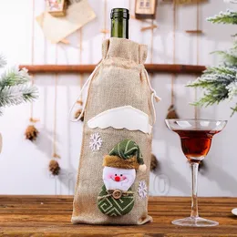 Housse De Bouteille De Vin Design Père Noël - Pour Champagne Et Vin - Réutilisable, Décoration De Table De Fête - 2