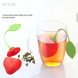 Strawberry Silicone Tea Infuser Strainer Red Yellow Teabag Kettle Loose Tea Leaf Strainer Ball Herbal Spice Tea Infuser Filter WVT0327