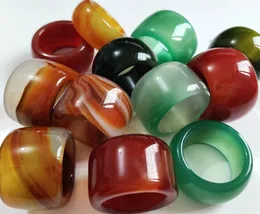 10pcs Wholesale Mix Huge Jade Thumb Ring Mens Womens Wide Agate Exquisite Finger Ring Retro Luxury Jewelry