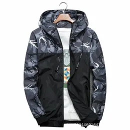 Erkek Ceketler 2021 İlkbahar ve Sonbahar Erkek Moda Rahat Kamuflaj Kapşonlu Ceket Trend Coat Serin Rüzgarlık M-6XL