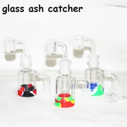 Captador de cinza de vidro de cachimbos com 7ml Frasco de cera de silicone para tubos de água Dab Rigs 14mm Joint Quartz Bangers Nectar Collector