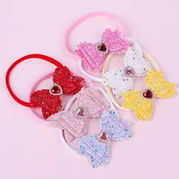 아기 소녀 bowknot 머리띠 키즈 다이아몬드 심장 장식 조각 G Litter Hairband 어린이 탄성 Bandanas 헤드 밴드