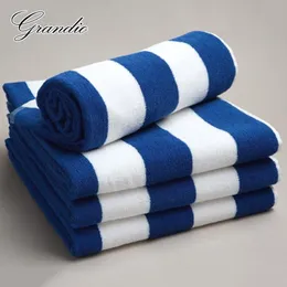 100% Cotton Beach Towel 80x150cm Blue White Striped Luxury Heavy Thick Terry 650g Absorbent Hotel Bathroom Bath Towel for Adults 201027