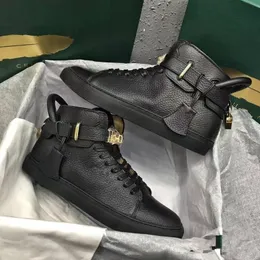 Nuovi uomini Moda Chiusure Scarpe Appartamenti Vera pelle Arena Sport Sneakers Luxury High Top Designer Casual Snekers Taglia 38-46