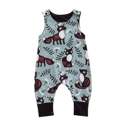 2021-05-04 Lioraitiin 0-24m Spädbarn Baby Boy Girl Summer Romper Ärmlös Djur Tryckt Jumpsuit Fashion Clothing G1221