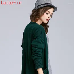 여성용 스웨터 도매 - Lafarvie 2021 가을 여성 패션 캐시미어 카디건 V 넥 니트 셔츠 슬림 한국어 버전 여성 모피 긴 땀