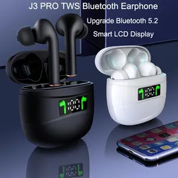 新しい高品質J3 Pro TWS Bluetoothイヤホンv5.2 LED表示充電ケーススポーツ防水ノイズキャンセリングワイヤレスブルートゥースヘッドフォン