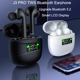 新しい高品質J3 Pro TWS Bluetoothイヤホンv5.2 LED表示充電ケーススポーツ防水ノイズキャンセリングワイヤレスブルートゥースヘッドフォン