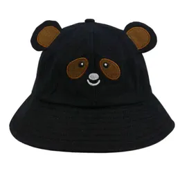 Nowy Cute Black Różowy Cartoon Chapeau Femme Sun Caps Gorro Bear Bucket Hats Kobiety Panie Prezenty G220311