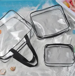 Borse portaoggetti in PVC trasparente Organizer da viaggio Borsa per trucco trasparente Estetista Borsa cosmetica Beauty case Borsa da toilette Borse per il lavaggio 3 pezzi / set