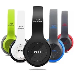 God kvalitet 5.0 Bluetooth P47 trådlösa hörlurar Stereo Headset Foldbar Gaming Earphone Bass Animation som visar Support TF FM Card Buildin Mic 62