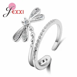 Cluster Rings 925 Sterling Silver Cute Dragonfly Ring öppnade Design för unga flickor Kvinnor Party Accessories Finger Anillos Bijoux1