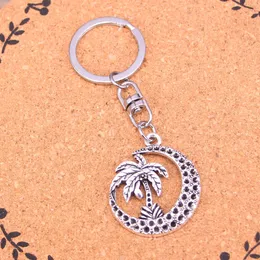 Fashion Keychain 37*30mm palm tree moon coconut Pendants DIY Jewelry Car Key Chain Ring Holder Souvenir For Gift