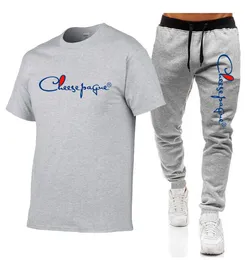 2022 Lato Moda Rozrywka Bawełniana Koszulka + Spodnie Zestaw męski Dres Sportswear Garnitury Garnitury męskiego Wymień Krótki Rękaw T Shirt