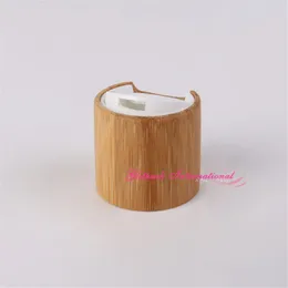 R24 Bamboo Cap Smooth Plastic Disc Top Cover Lock för duschgel eller kroppslotion Dispensera miljövänlig lyxplastflaska