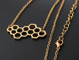 Charm Necklaces Cute Simple Hive Bee Honeybee Necklace Collares Hexagon Choker Necklace