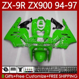 Kawasaki Ninja ZX-9R ZX900 ZX 9R 9 R 900 CC 1994-1997 ZX9 R 900 CC ZX-900 ZX9R 94 95 96 97 ZX900C 1994 1994 1996 1997 OEMフェアリング光沢グリーン