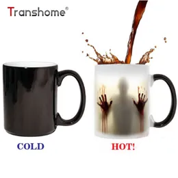 Transhome a caneca morta de passeio Mudança de cor caneca de café xícara de chá xícaras de café Viajar copo de café sangrento mãos porcelana xícaras Y200106