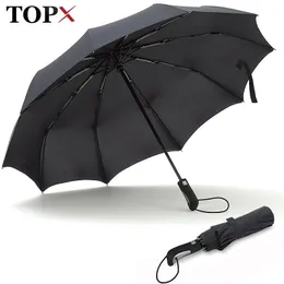 TopX New Big Strong Fashion Windproof Män Gentle Folding Compact Full Automatisk regn Högkvalitativ Pongee Paraply Kvinnor 201104