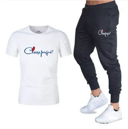2022 Letnia Moda Rozrywka Koszulka + Spodnie Zestaw męski Dres Sportswear Garnitury Garnitury Męskie Wymiana krótkie Rękawy White Black T Shirt
