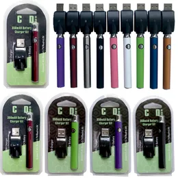 Vertex förvärmning Vape Battery Variable Voltage E Cigaretter Batteri 350mAh 510 Tråd ADUUPERABLE BOTTOM USB -laddningsbatterier för oljepatroner